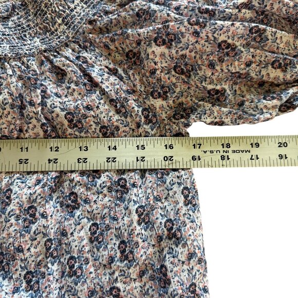Loft Floral Smocked Off-Shoulder Top XXS Cotton/Viscose Blend Multicolor - Picture 6 of 7